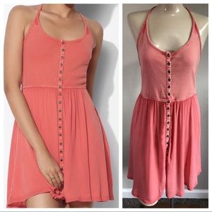 Ecote Coral Sundress Ribbed  & Gauze Tunic Top L